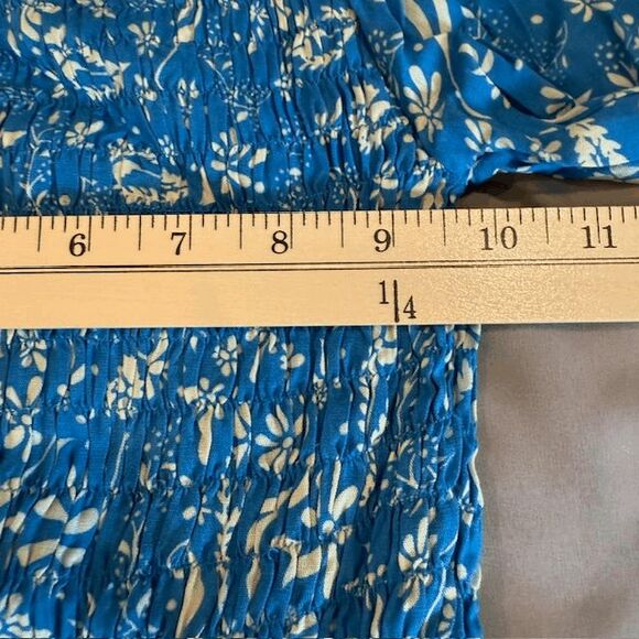 NEW! Cool Change Stevie Dress Meadow Print Cobalt Vanilla Ruched Size Small - Picture 8 of 11